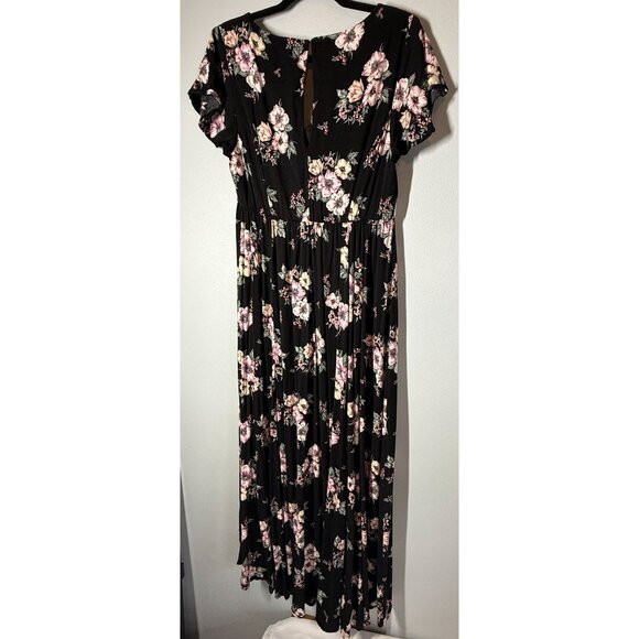 Torrid Womens Black Floral Challis Maxi Dress Size 0 Feminine Boho Garden Party - Picture 3 of 14